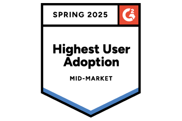 G2 Badges Highest user Adoption Mid- Market 2025 Userlytics