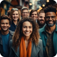 A group of people. A panel of participants