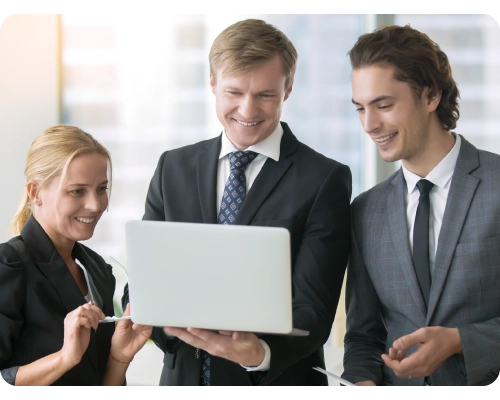 a group of successful business people looking at Userlytics latest news realizing it the best platform for user experience tests. 