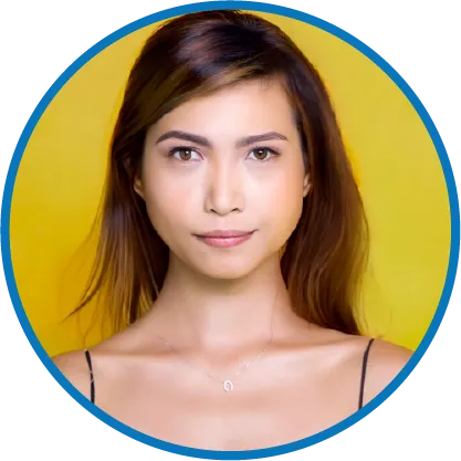 Client profile picture. Woman with yellow background