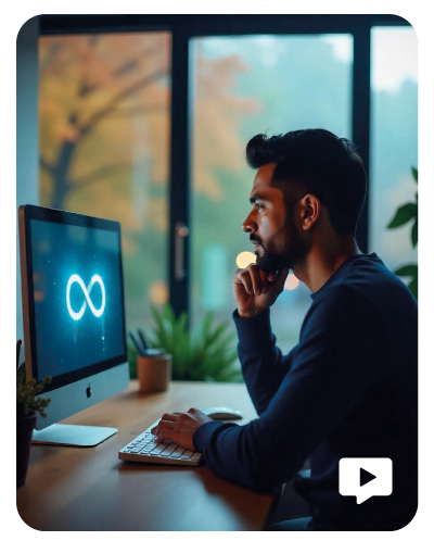 About looking at the computer with endless opportunities.