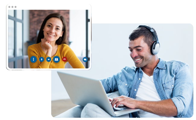 Two people talking on a call