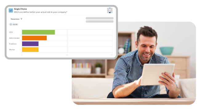 A man using his electronic device, an iPad, reviewing and completing statistics.
