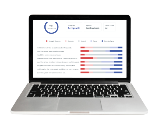 A laptop showing metrics