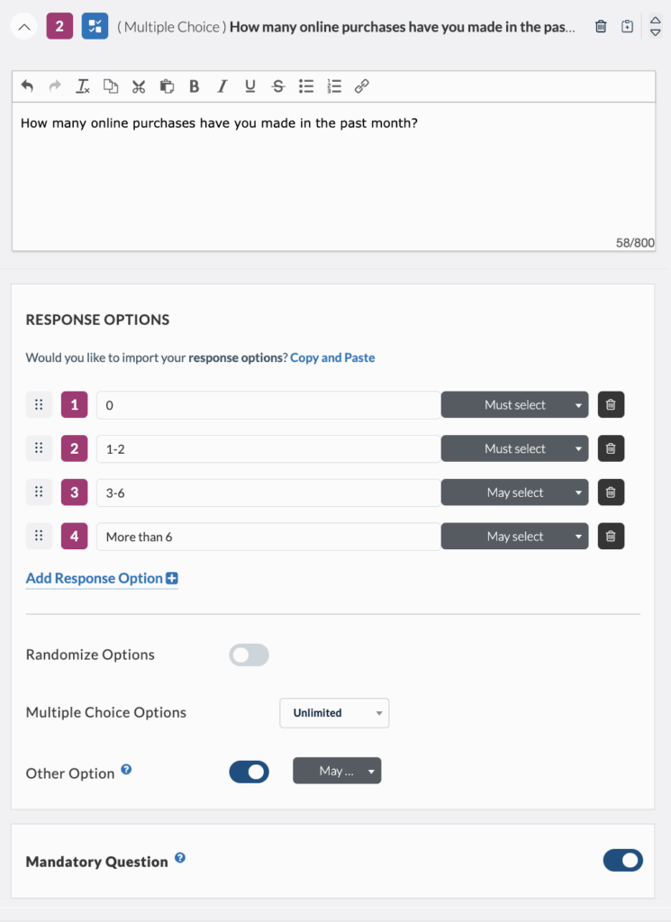 Userlytics Platform - good example of multiple choice question