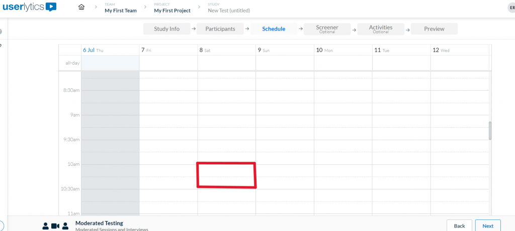 Userlytics - schedule moderated study
