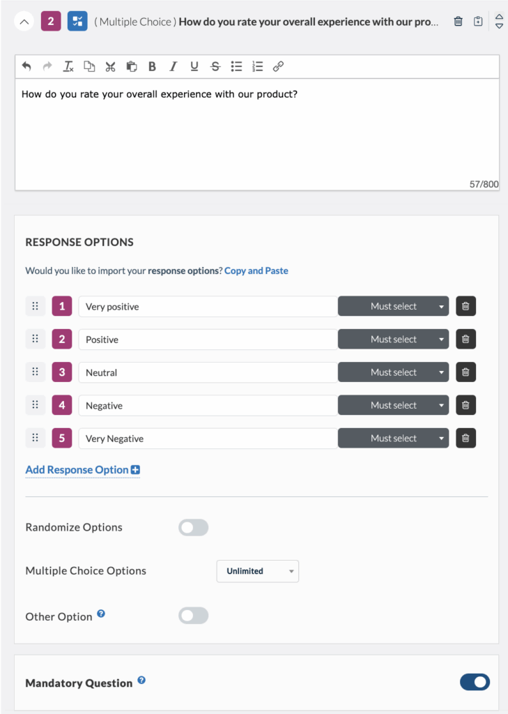 Userlytics Platform - best practice for multiple choice questions.