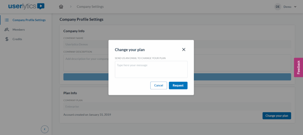 Userlytics - Change your plan