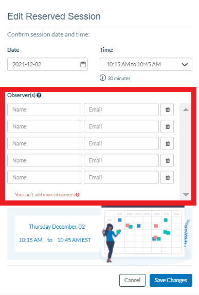 Userlytics - add observer name and email