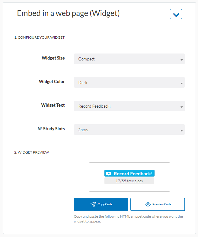 Userlytics - embed widget in a web page