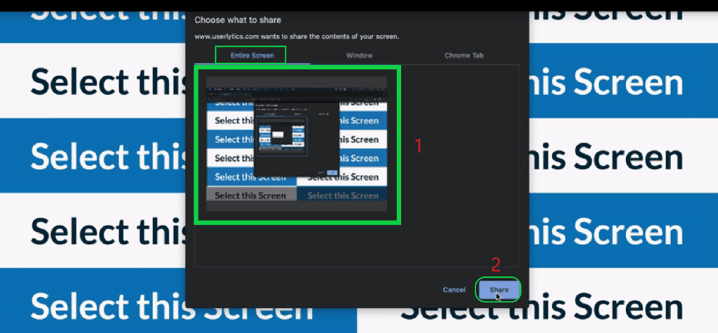 Userlytics pre-test - share entire screen.