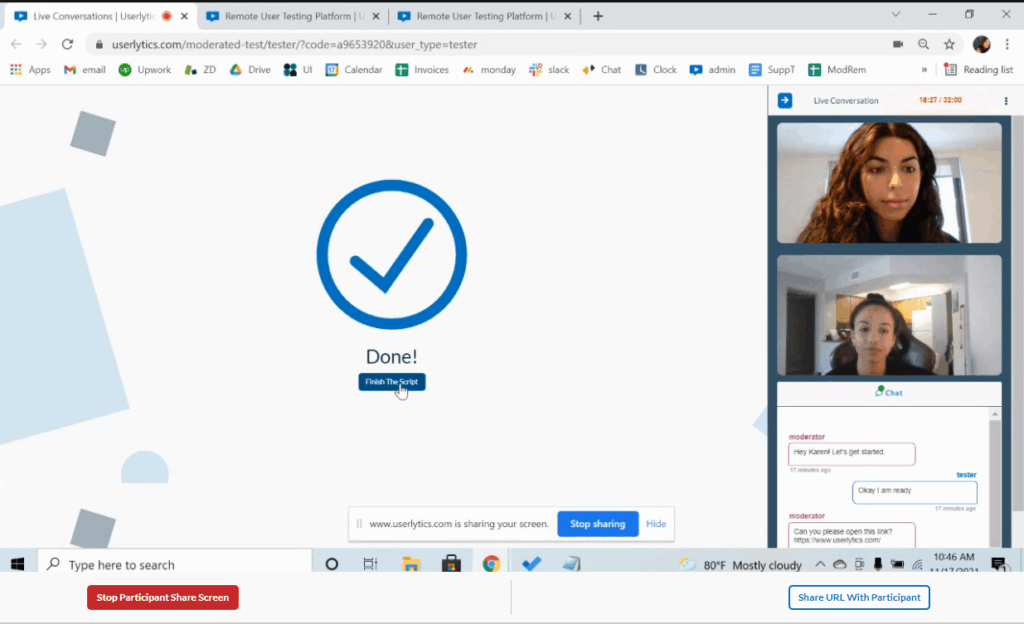 Userlytics - finish the script