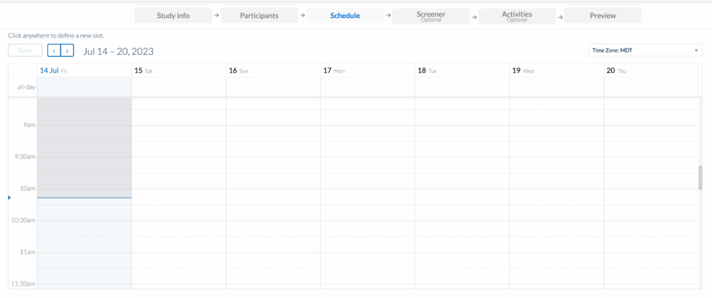 Userlytics Platform - find available time slots