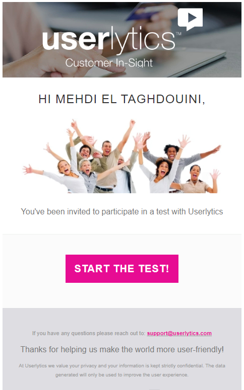 Userlytics - start the test