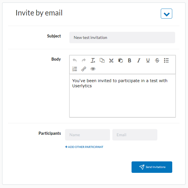 Userlytics - invite testers by email