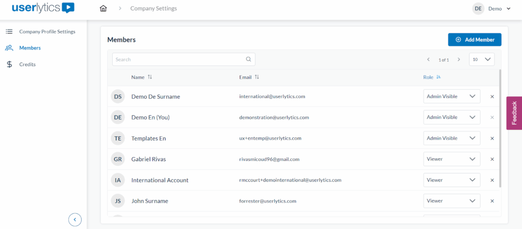 Userlytics - members section
