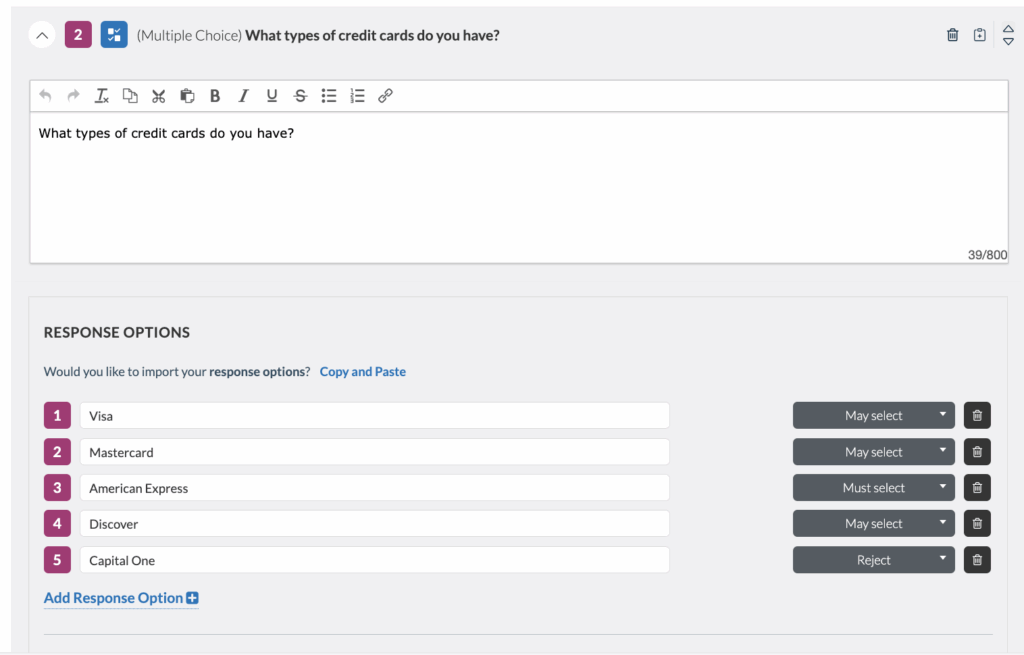 Userlytics Platform - Multiple choice screener question