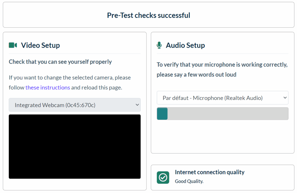 Userlytics pre-test check successful