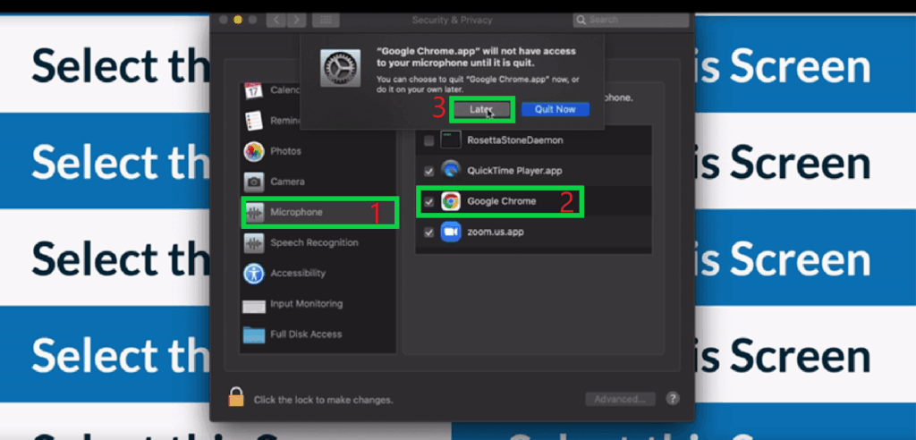 Microphone from the left-hand side > Enable/Re-enable  Google Chrome