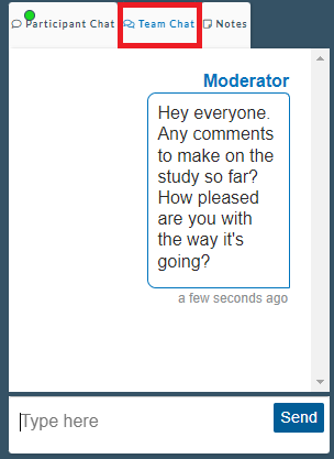 Userlytics moderated testing team chat
