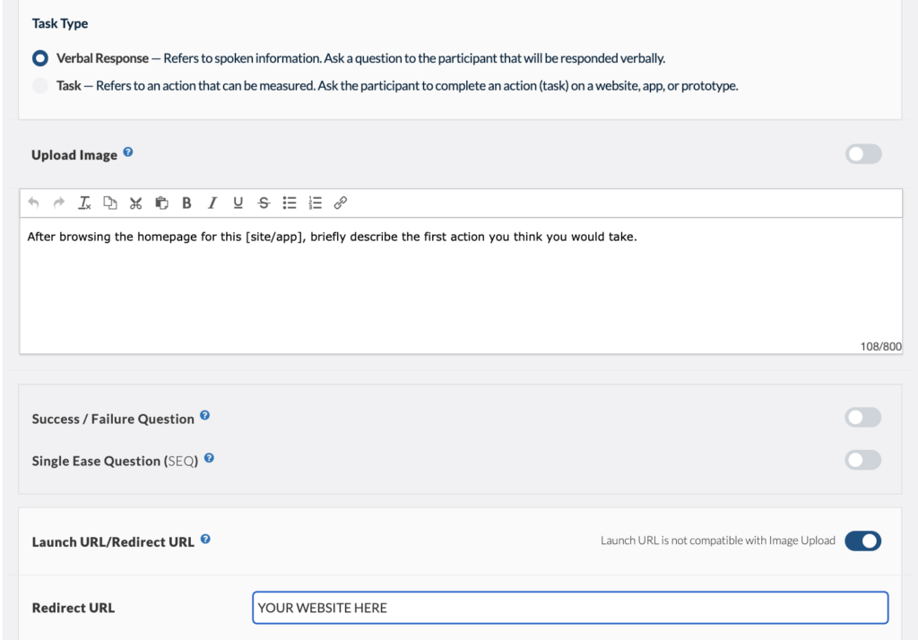Userlytics activity builder - using saved activities