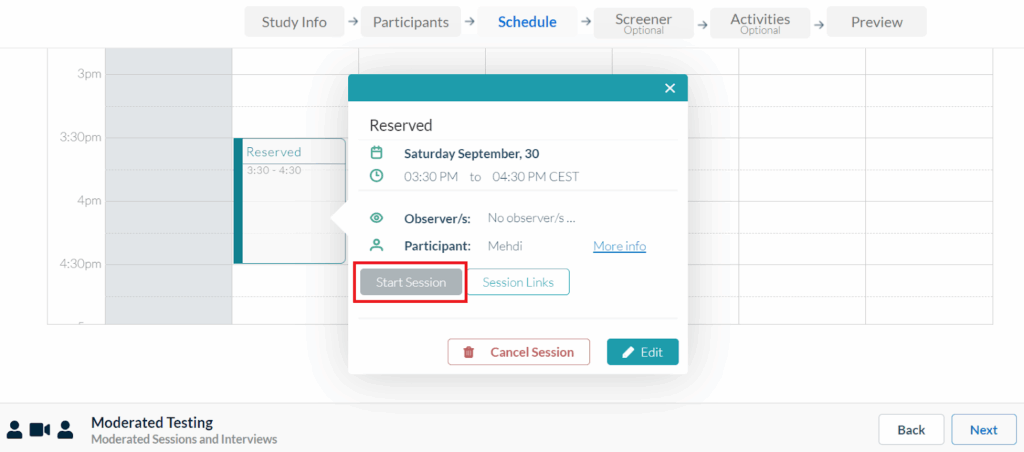 Userlytics - schedule moderated session