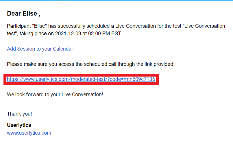 Userlytics email confirmation