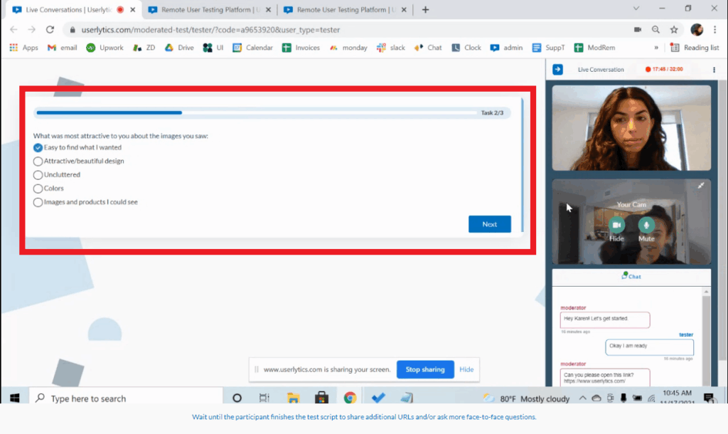 Userlytics - launch the study script