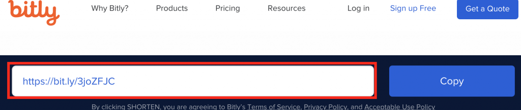 Example of bitly shortened URL