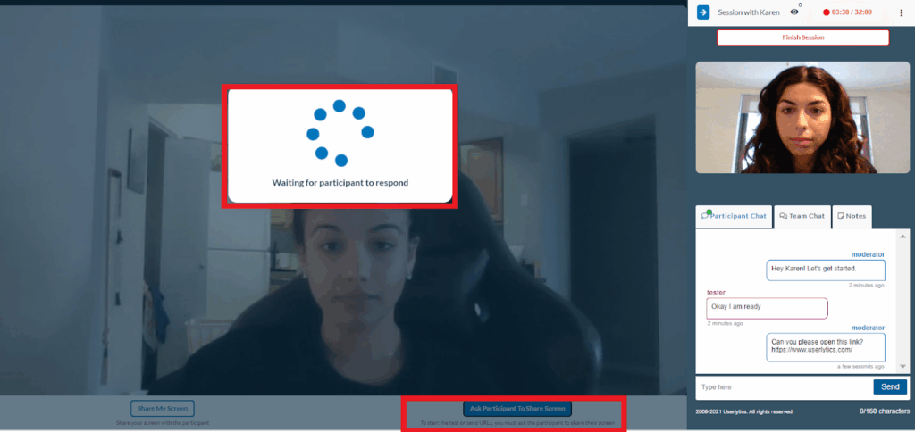 Userlytics - ask participant to share screen