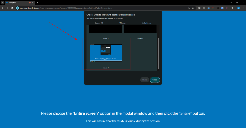 How to Use Userlytics Unmoderated Testing Web Recorder - Share Entire Screen