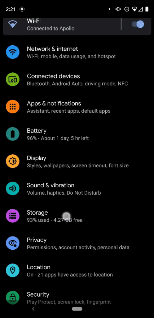 Enable Touches on your Android Device - select About Phone