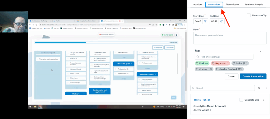 Userlytics - How to Create and Share Test Annotations - annotations