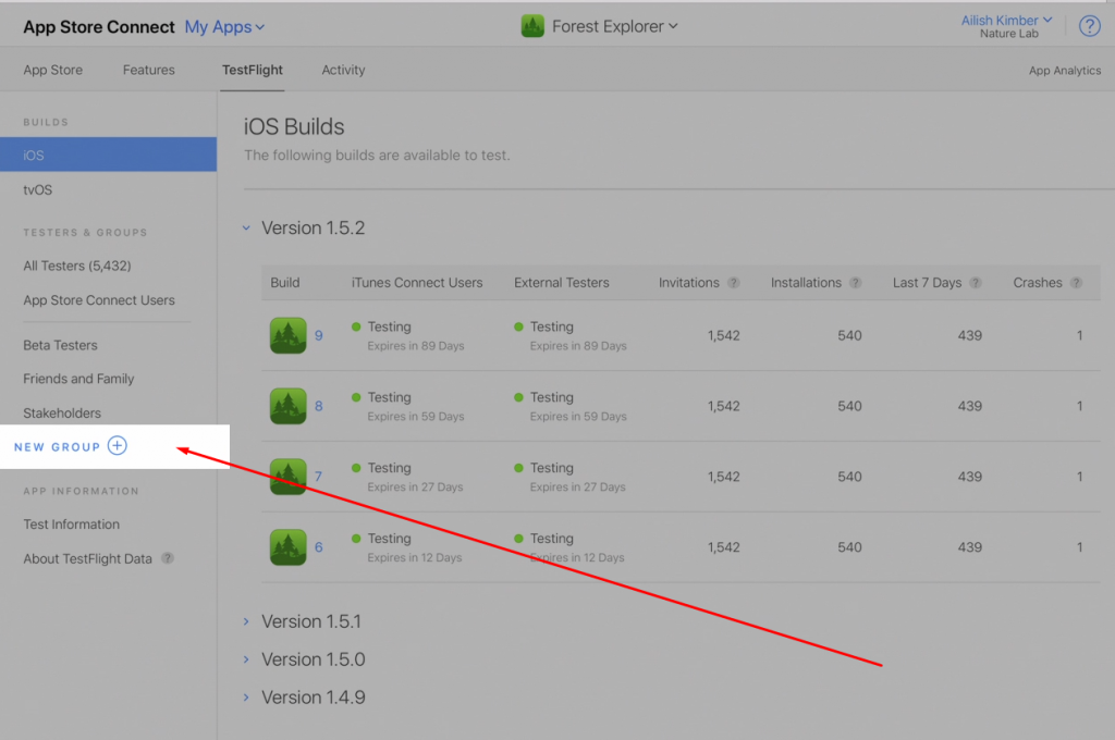 App Store Connect screen.