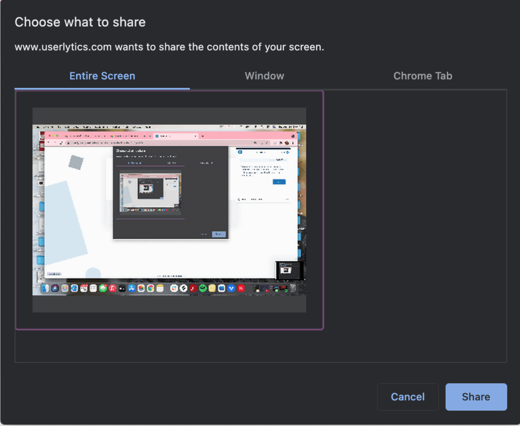 Userlytics Overlay Web Recorder - Share Entire Screen