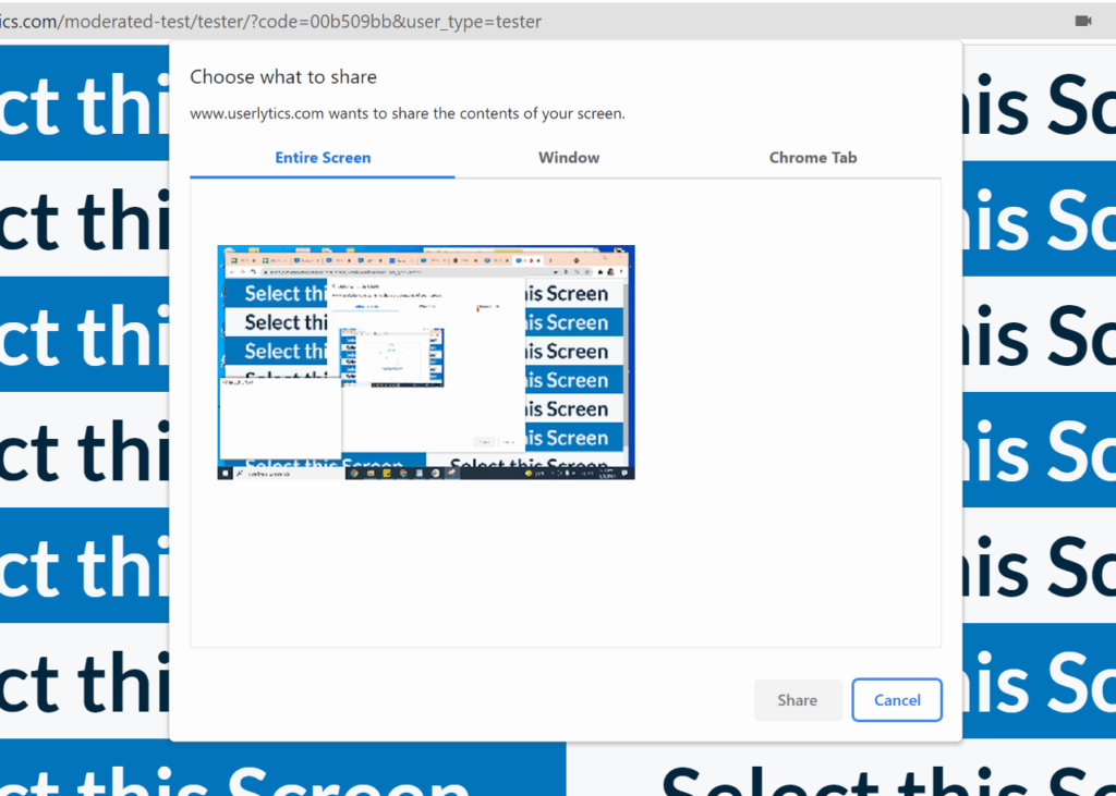 Enable Screen Share on Windows - share entire screen