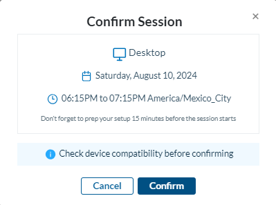 Live Conversation Guide for Testers - confirm session