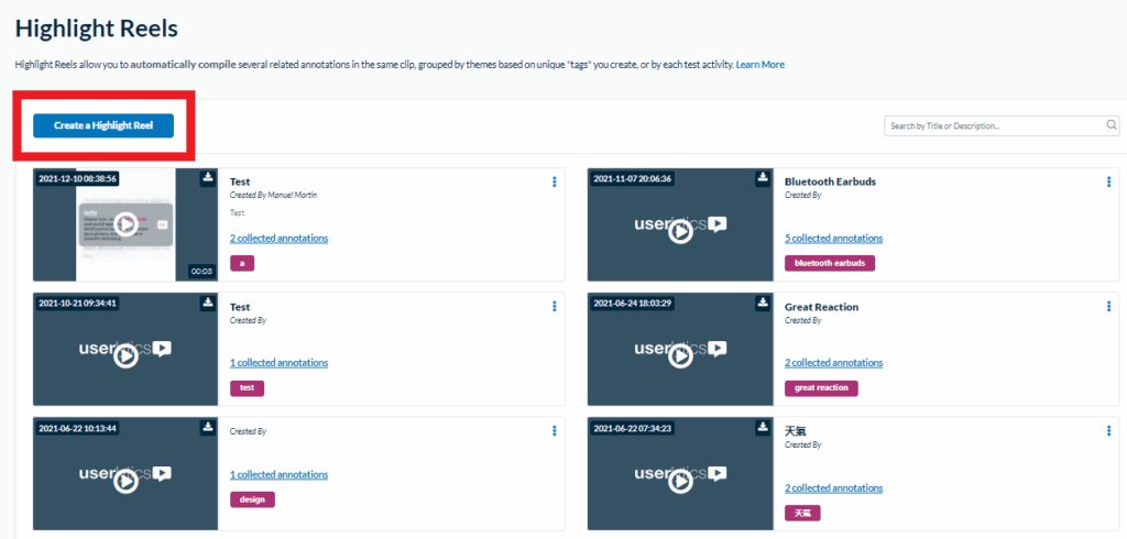 Userlytics - Analyze and Share UX Study Results - Create a Highlight Reel