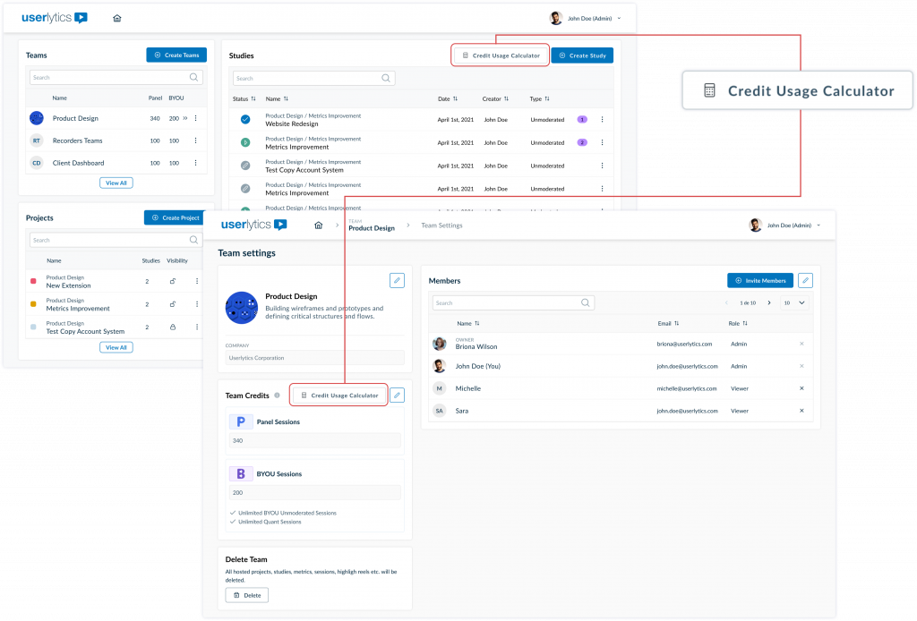 Userlytics - Credit Usage Calculator