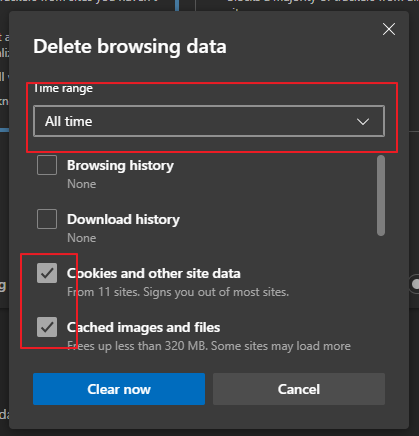 Userlytics - Clear Cookies and Cache in Microsoft Edge - clear now