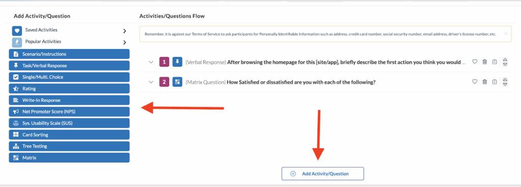 How to Use Saved Activities within your Study - Add Activity/Question