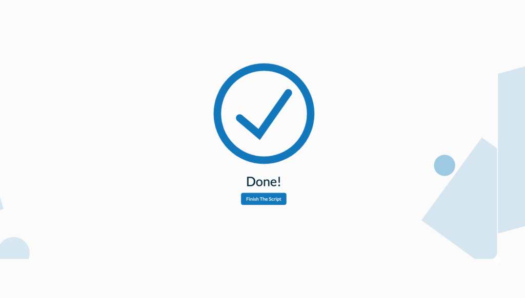 Live Conversation Guide for Testers - Click on "Finish the Script"