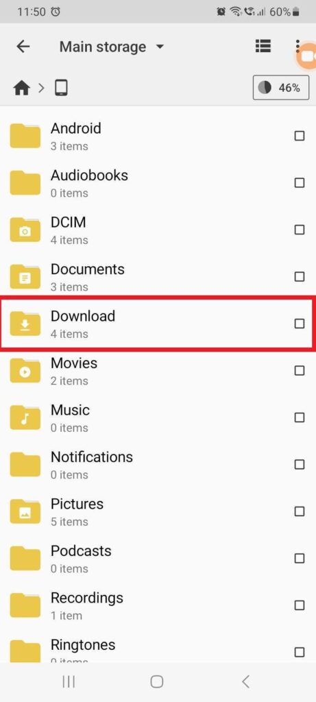 Recover files in Android - Locate the log files in your Download Folder