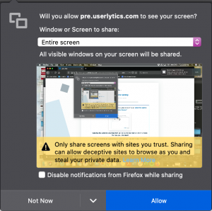 No-Download Web Recorder on Firefox - Share entire screen
