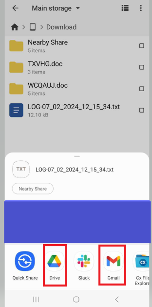 Recover files in Android - Share with Google Drive or Gmail