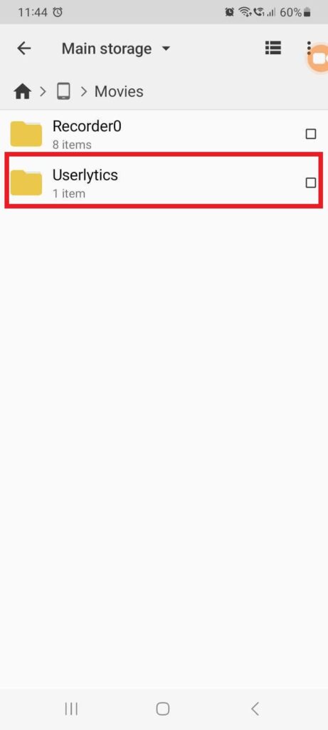 Recover files in Android - Locate the Userlytics Folder.