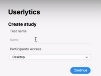Launch a UX Study from within Adobe Xd - name your usability study