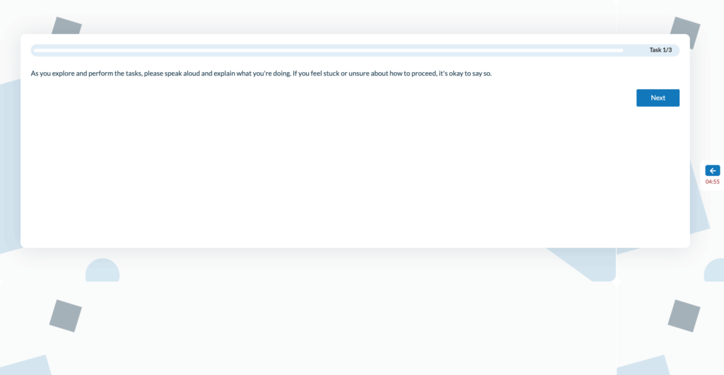 Live Conversation Guide for Testers - Click Next after you're done with each task.