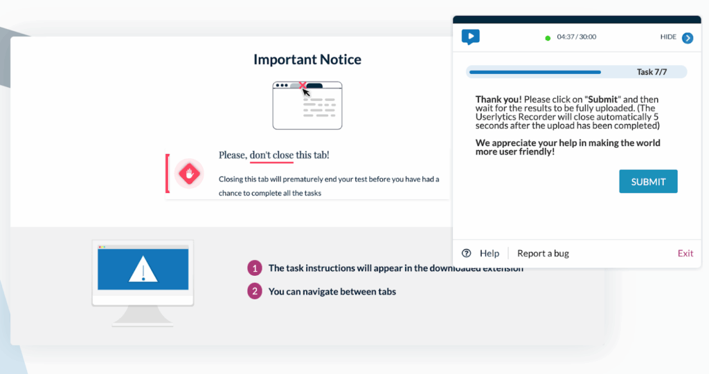 Userlytics Overlay Web Recorder - Click Submit