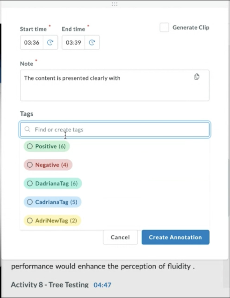 Userlytics - Video Analysis Tool - tag management
